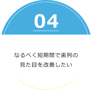 なるべく短期間で歯列の見た目を改善したい