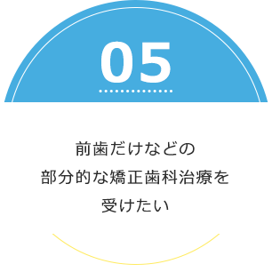 前歯だけなどの部分的な矯正歯科治療を受けたい